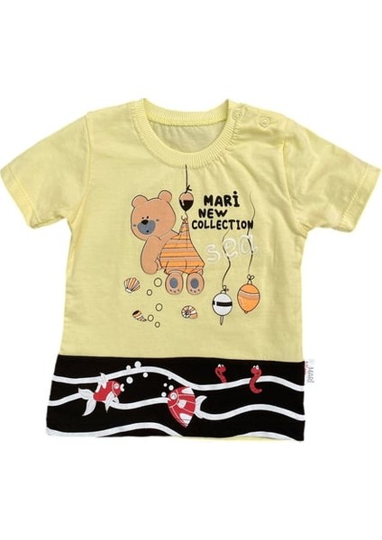 Alp Kids Sevimli Ayıcık Baskılı Şortlu T-Shirt Erkek Bebek Takım