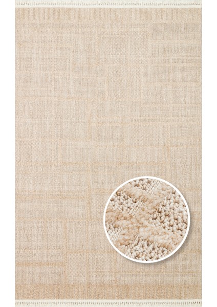 Eko Halı Joy 03 Beige Hav Toz Vermeyen Yumuşak Dokulu Etnik Desenli Modern Iskandinav Kaliteli Halı