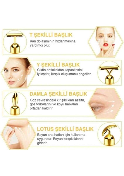 Gold Massager Gıdı Giderici Yüz Masaj Aleti Seti Kılıf Hediyeli