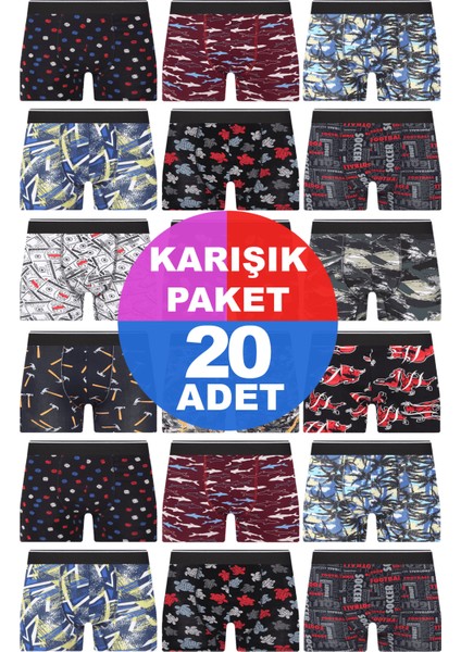 Erkek 20 Adet Rastgele Sürpriz Desenli Boxer - Özel Gizemli Paketinde Sürpriz Boxer fiyatları