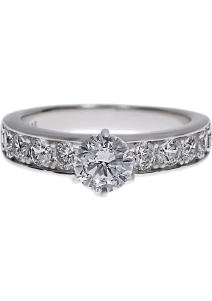 Kadın Tektaş Model Sıra Taş Detay Gümüş Yüzük fiyatları