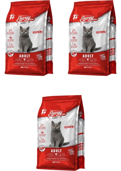 Sığır Etli Yetişkin Kedi Maması 500 G - 3 Adet