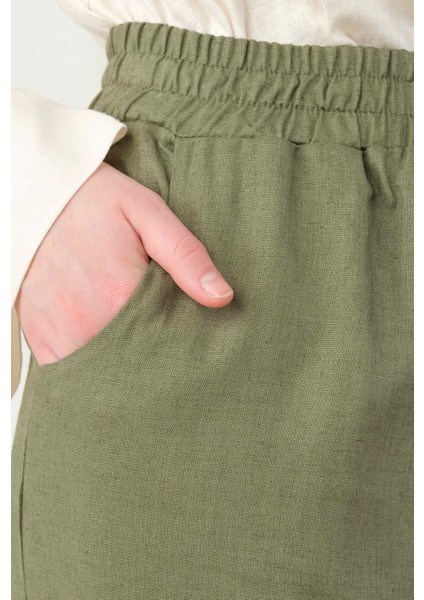 Keten Havuç Pantolon Küf Yeşili