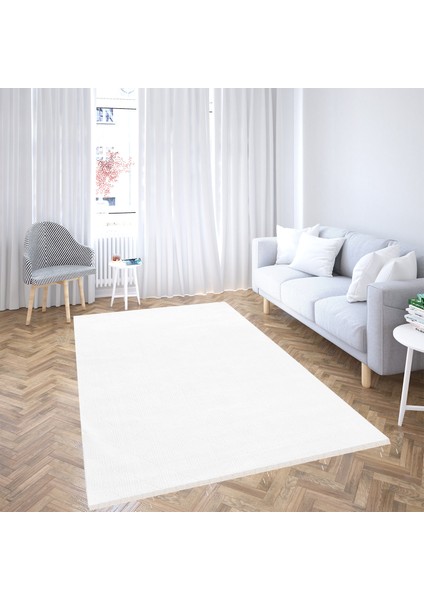 Delüx 9228 Beyaz Yumuşak Dokulu Halı Salon Mutfak Kesme Yolluk Makine Halısı indirimleri