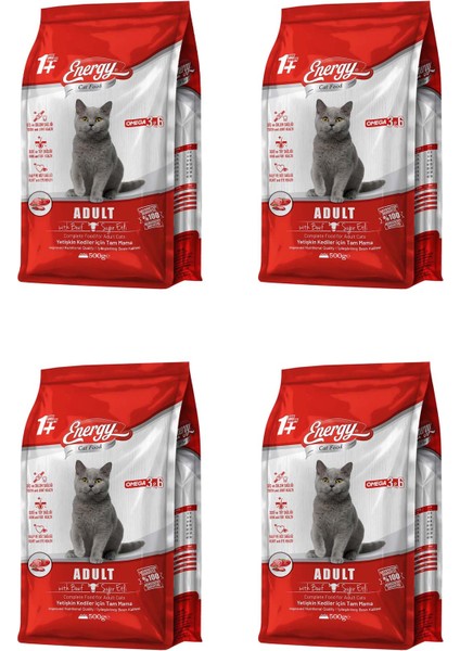 Sığır Etli Yetişkin Kedi Maması 500 G - 4 Adet