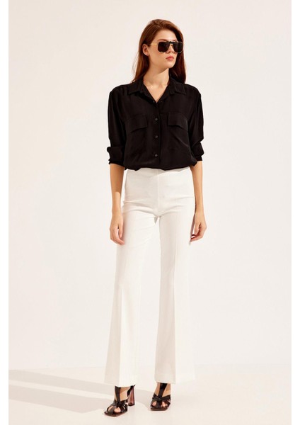 Ekru Bol Paça Pantolon