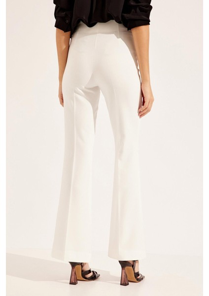 Ekru Bol Paça Pantolon modelleri