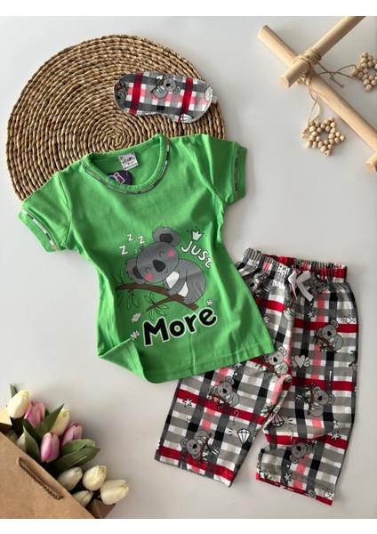 Koala More Desenli Kız Çocuk Kapri Pijama Takımı Yeşil fiyatları