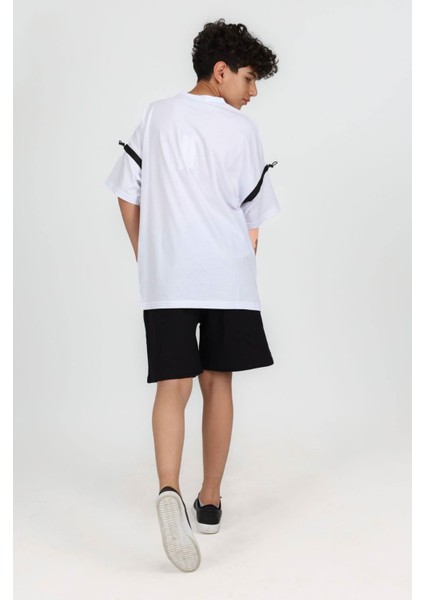 7-14 Yaş Şortlu Real Oversize Erkek Çocuk Takım-Beyaz fırsatları