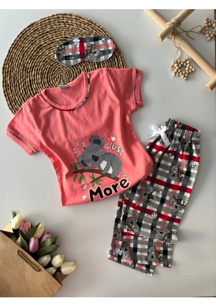 Miniğimin Cicileri Koala More Desenli Kız Çocuk Kapri Pijama Takımı Pembe