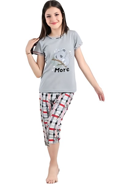Koala More Desenli Kız Çocuk Kapri Pijama Takımı Gri fiyatları