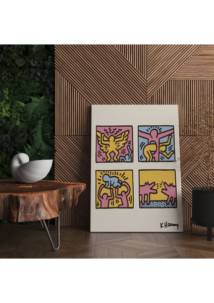 Oda Dekorasyon Pop Art Kanvas Tablo Keith Haring Sanatsal Tablo Salon Dekorasyonu Duvar Tablosu