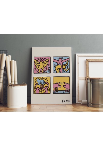 Oda Dekorasyon Pop Art Kanvas Tablo Keith Haring Sanatsal Tablo Salon Dekorasyonu Duvar Tablosu