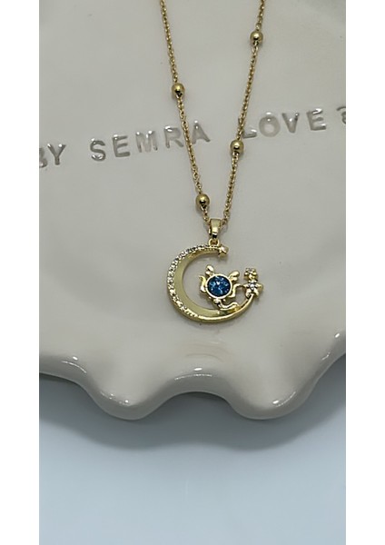 Çelik Dorika Zincir Model Zirkon Taşlı Ay ve Yengeç Figürlü Gold Kolye fiyatları