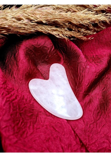 Sertifikalı Pembe Kuvars Taşı Doğal Taş Gua Sha Masaj Taşı