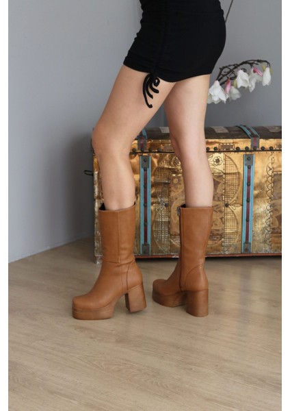 Içi Tüylü Küt Burun Platform Kalın Topuklu Kadın Çizme indirimleri