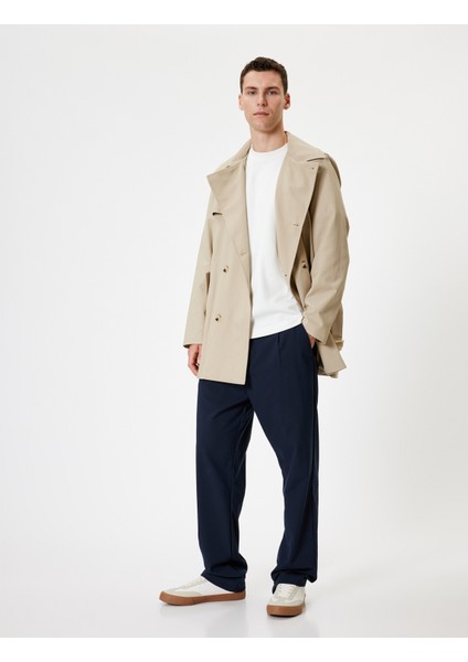 Slim Fit Trençkot Kuşak Detaylı Pamuk Karışımlı fiyatları