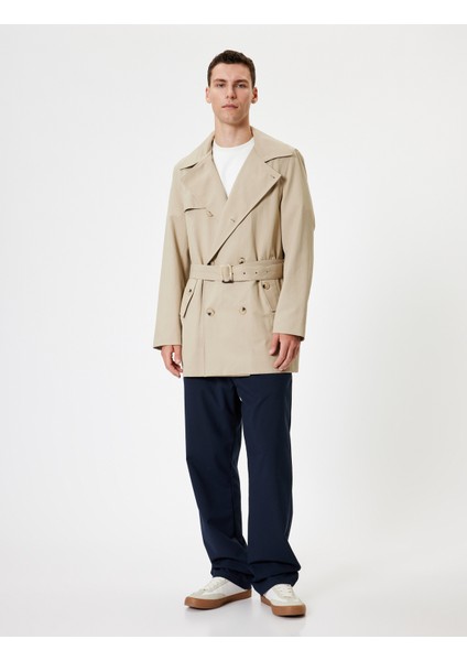 Slim Fit Trençkot Kuşak Detaylı Pamuk Karışımlı modelleri