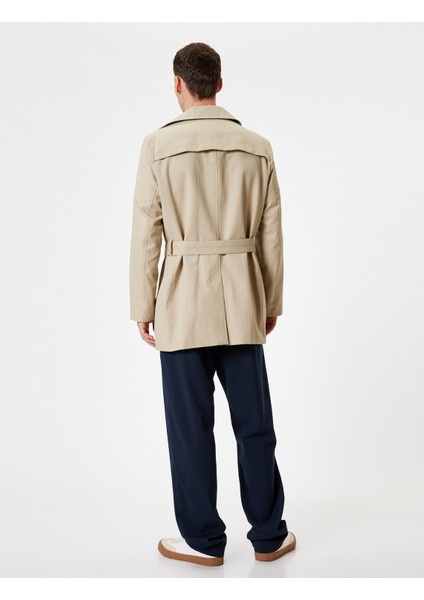 Slim Fit Trençkot Kuşak Detaylı Pamuk Karışımlı fırsatları