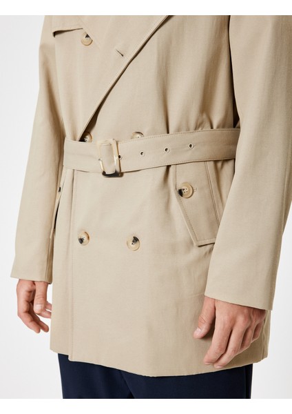 Slim Fit Trençkot Kuşak Detaylı Pamuk Karışımlı indirimleri