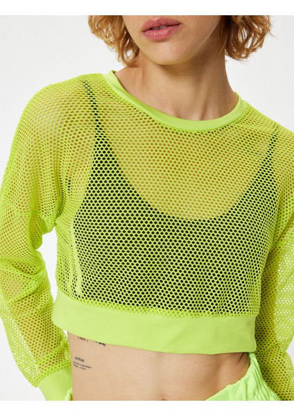 Spor File Tişört Crop Uzun Kollu Bisiklet Yaka fırsatları