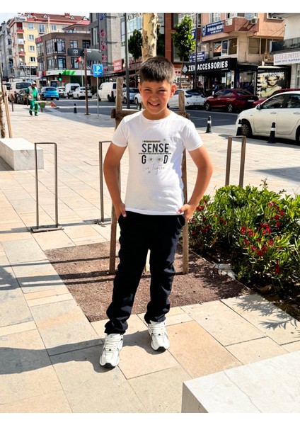 Çocuk Likralı Esnek Eşofman Belli Okul Pantolonu