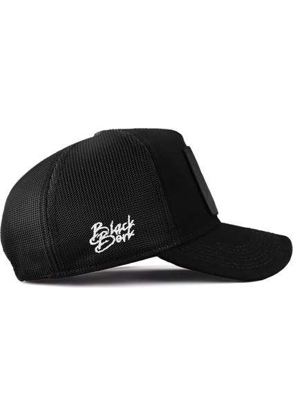 Black Börk V1 Trucker Kurt - 1 Kod Logolu Unisex Siyah Şapka (Cap)