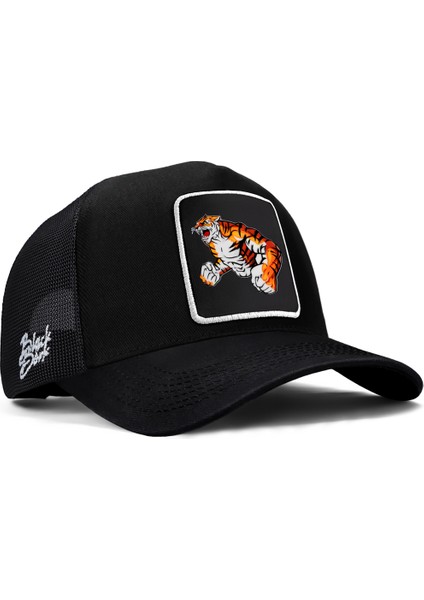 V1 Trucker Kaplan - 1 Kod Logolu Unisex Siyah Şapka (Cap)