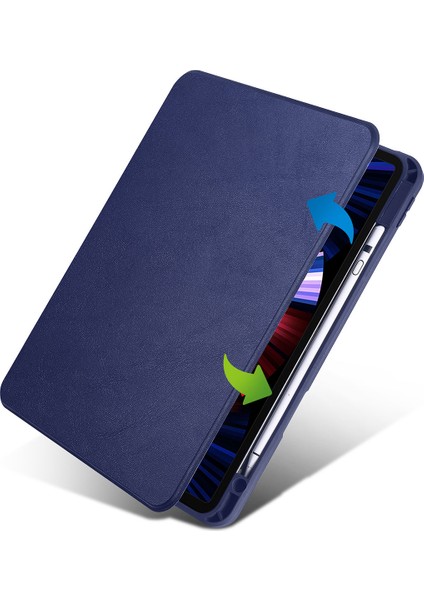 Apple iPad 10.2 Inç 8. ve 9. Nesil Ile Uyumlu Kılıf Termik Kalem Bölmeli Dönebilen Standlı Tablet Kılıfı