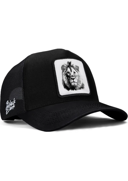 Black Börk Blackbörk V1 Trucker Aslan - 4bs Kod Logolu  Siyah Şapka (Cap)