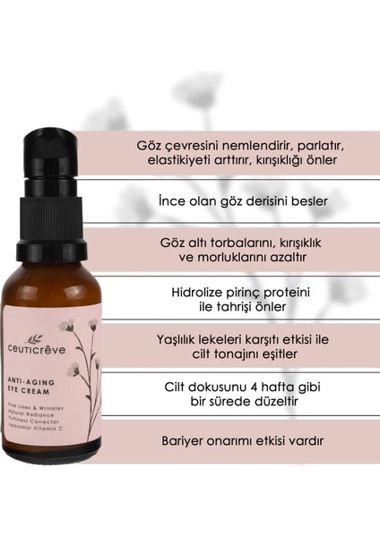 Yaşlanma Önleyici ve Nemlendirici Göz Çevresi Kremi - Anti-Aging Eye Cream 30 ml fırsatları