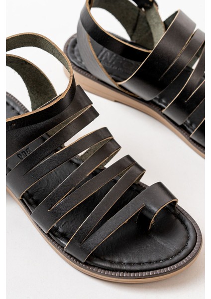 205-041 Siyah Ortopedik Hakiki Deri Kadın Sandalet fırsatları