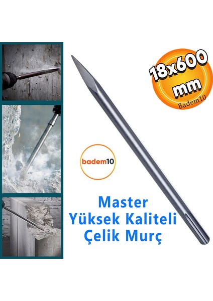 Murç Düz Uç Kırıcı Keski Beton Kaya Taş Maden Delici Hilti Ucu 60 cm