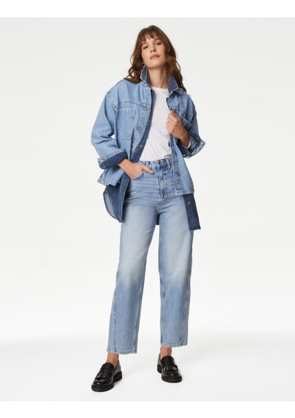 Yüksek Bel Carrot Leg Jean Pantolon fırsatları