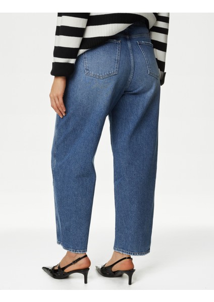 Yüksek Bel Carrot Leg Jean Pantolon