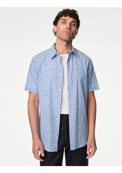 Saf Pamuklu Kısa Kollu Gömlek