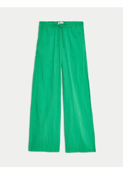 Marks & Spencer Saf Pamuklu Wide Leg Pantolon