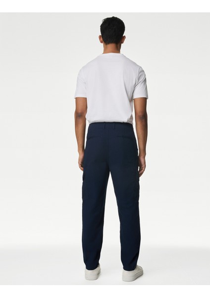 Saf Pamuklu Tapered Fit Kargo Pantolon
