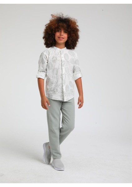 Erkek Çocuk Ananas Baskılı Hakim Yaka Keten Gömlek fırsatları