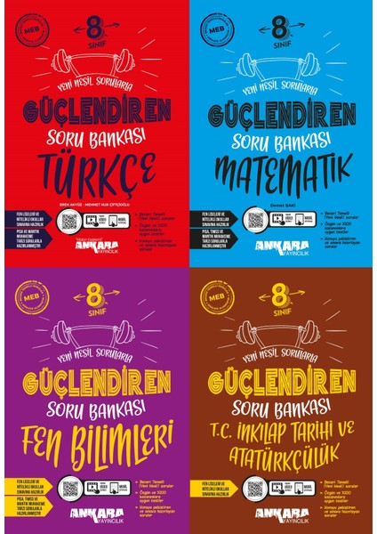 8. Sınıf Matematik - Türkçe - Fen Bilimleri - T.C. İnkılap Tarihi ve Atatürkçülük Güçlendiren Soru Bankası Seti