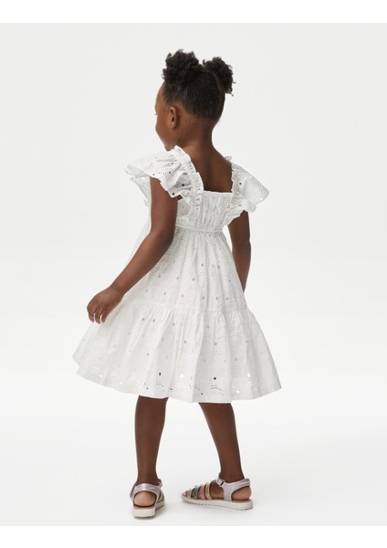 Fırfır Detaylı Kısa Kollu Elbise (2-7 Yaş) modelleri