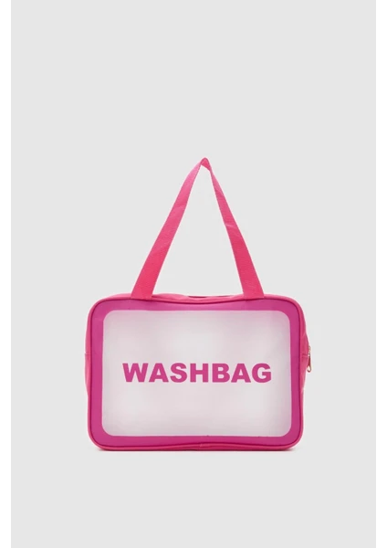 Shule Bags Wash Bag Su Geçirmez 3'lü Kozmetik Çantası Pembe