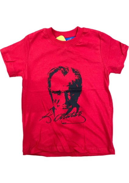 Mustafa Kemal Atatürk Baskılı Çocuk T-Shirt Kırmızı
