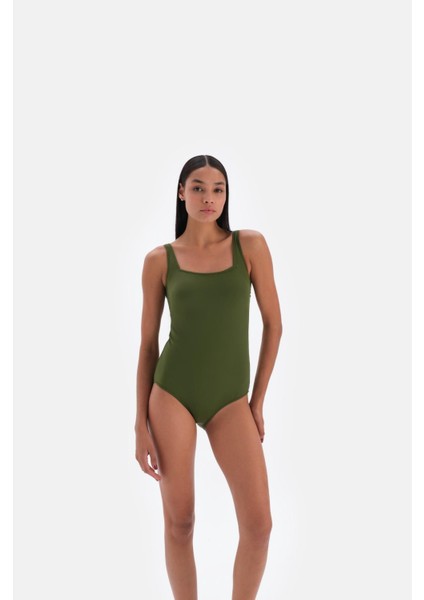 Kadın Haki Kare Yaka Mayo 3013