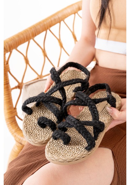 402 Siyah Hasır Kadın Sandalet fiyatları