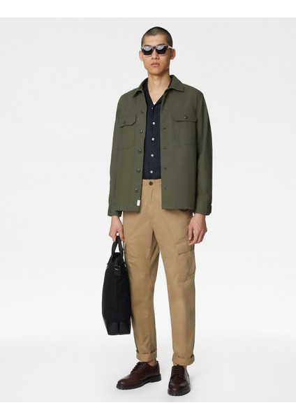 Saf Pamuklu Tapered Fit Kargo Pantolon fiyatları