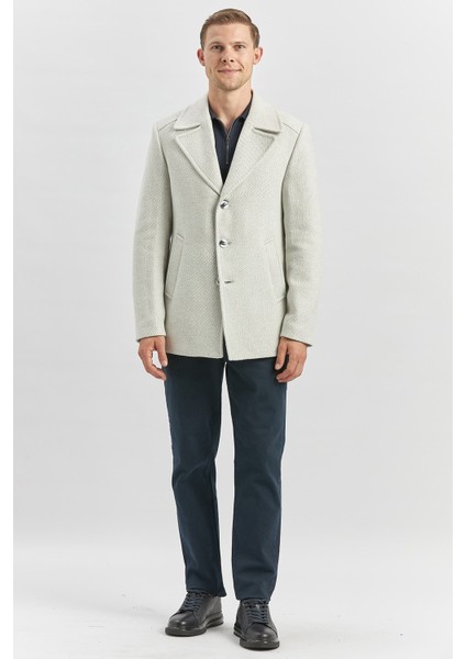 Taş Rengi Kaşe Kırlangıç Yaka Desenli Astarlı Slim Fit Dar Kesim Klasik Mont 1007245150