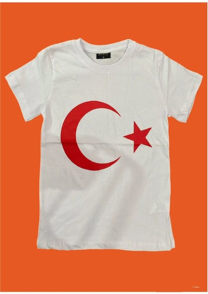 Ay Yıldız Türk Bayrağı Baskılı Çocuk T-Shirt