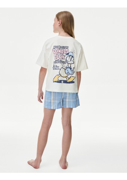 Marks & Spencer Saf Pamuklu Şortlu Donald Duck™ Pijama Takımı