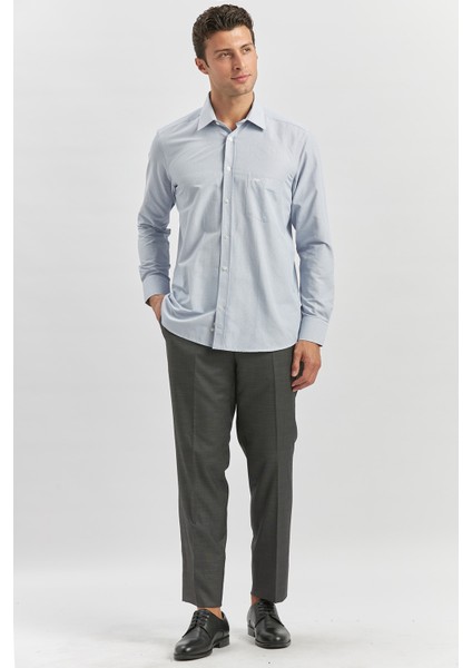 Koyu Lacivert Uzun Kol Kareli Desen Bez Ayağı 041 Sert Yaka Classic Comfort Fit Gömlek 1004240260 indirimleri
